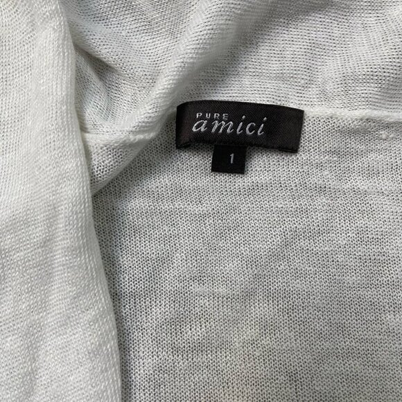 Pure Amici 100% Linen Open Cardigan Sweater Duster White Size 1 (S/M) - Picture 2 of 7